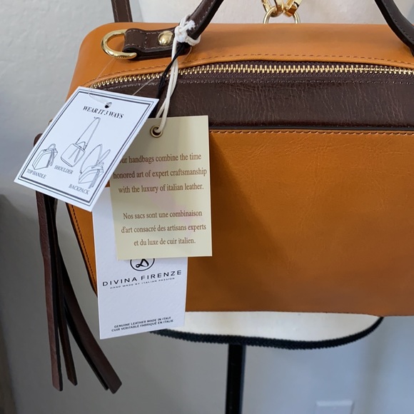 Divans Firenze 3 way bag Genuine Leather made in Italy NWT - Picture 2 of 9